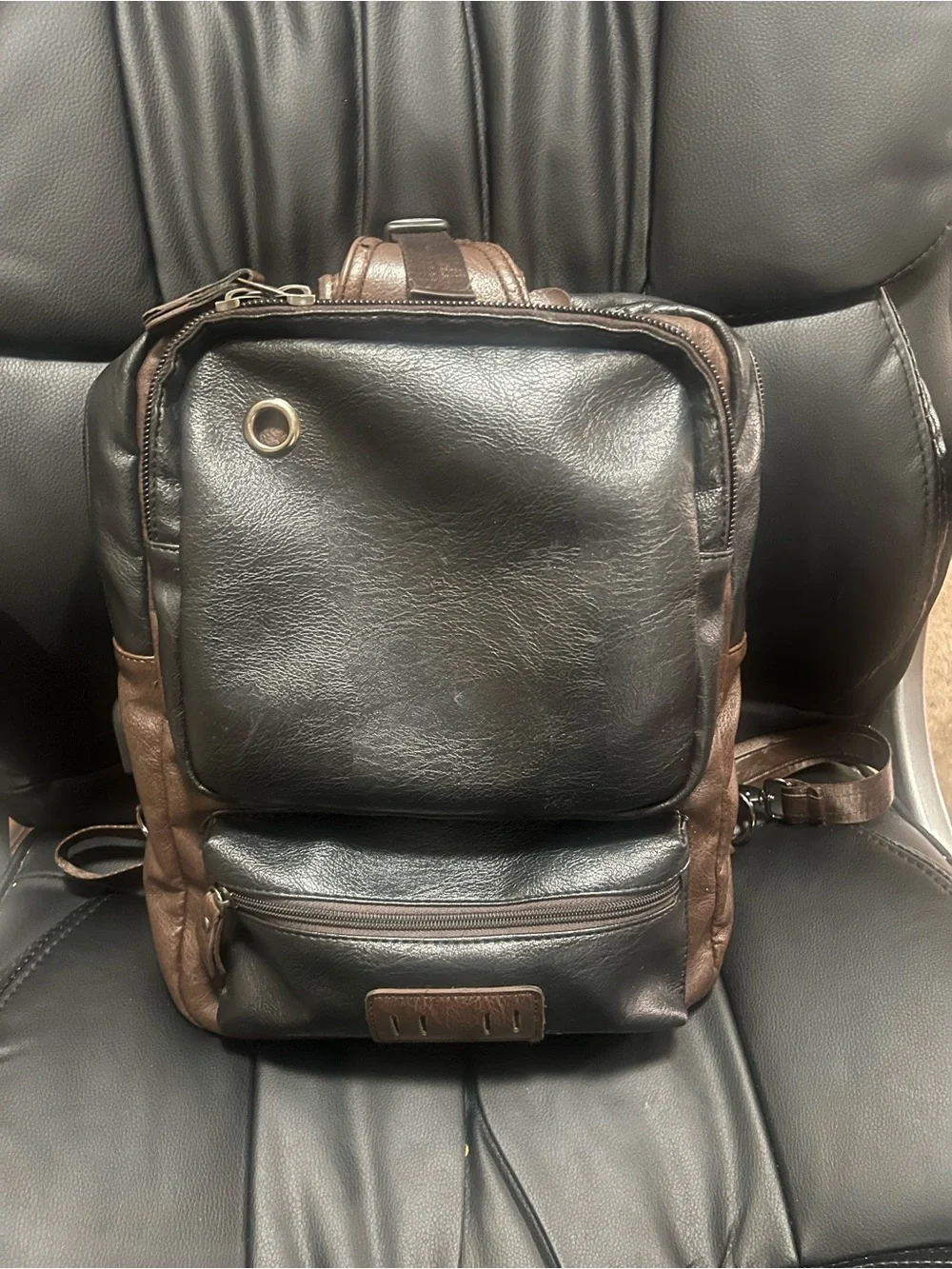 Men's Black and Brown Leather Sling Bag - Casual Crossbody